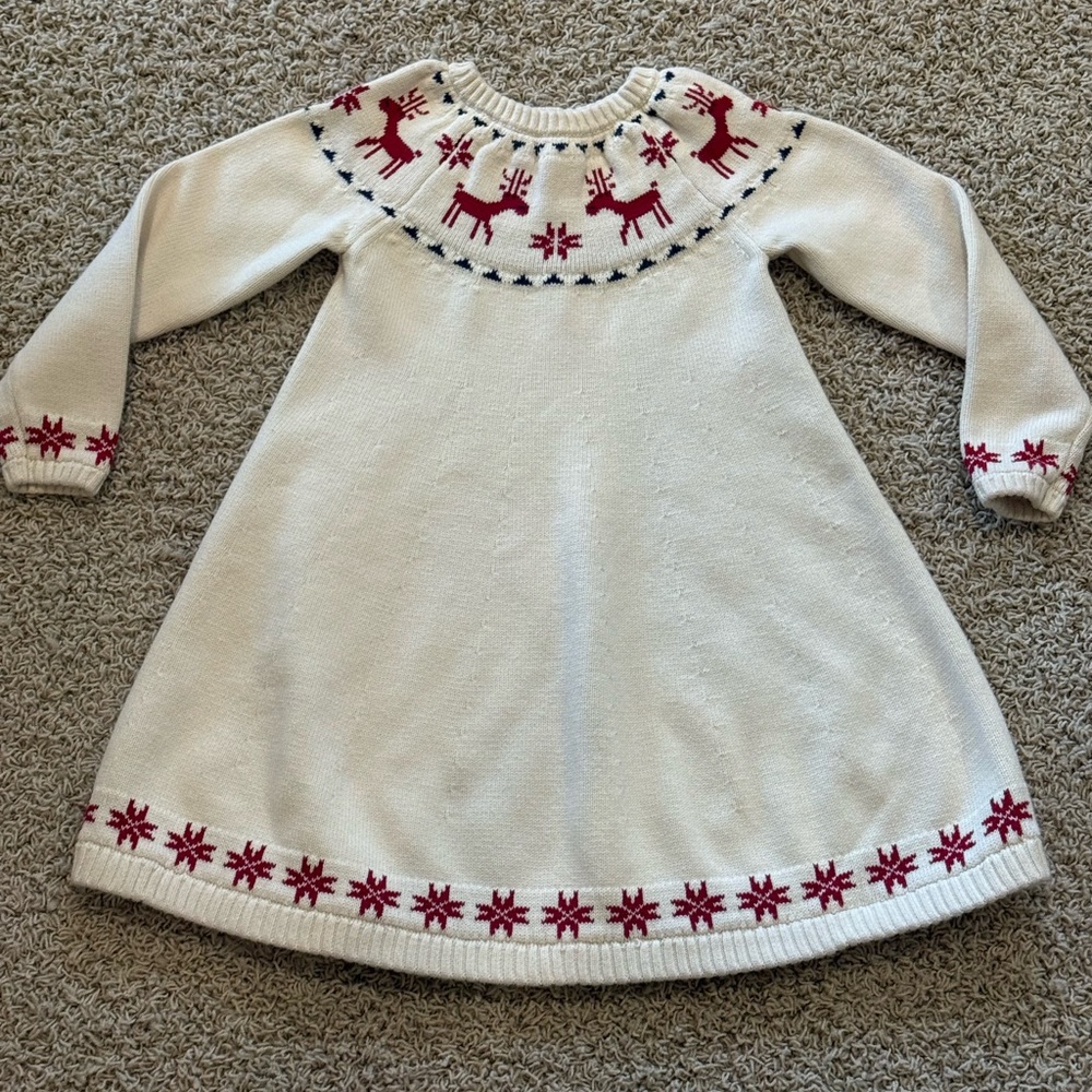 Hanna Andersson Red and White Knit Sweater Dress